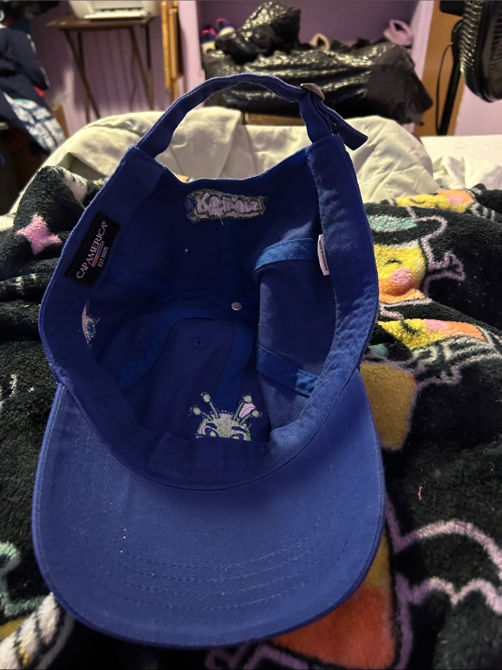 Blue Baseball Cap with Green Alien Embroidered Logo - Picture 6 of 6